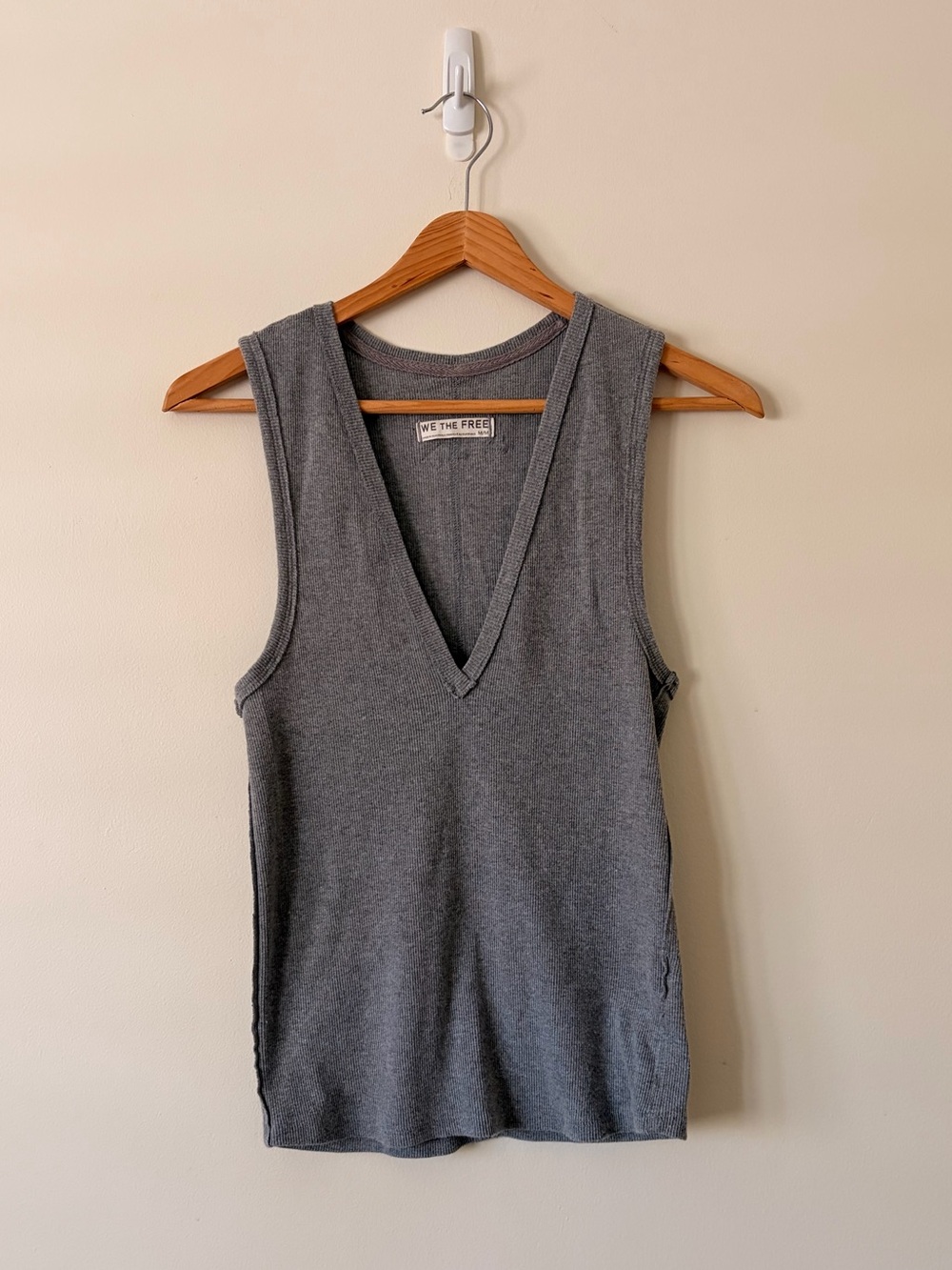 We the Free Gray V-Neck Knit Tank